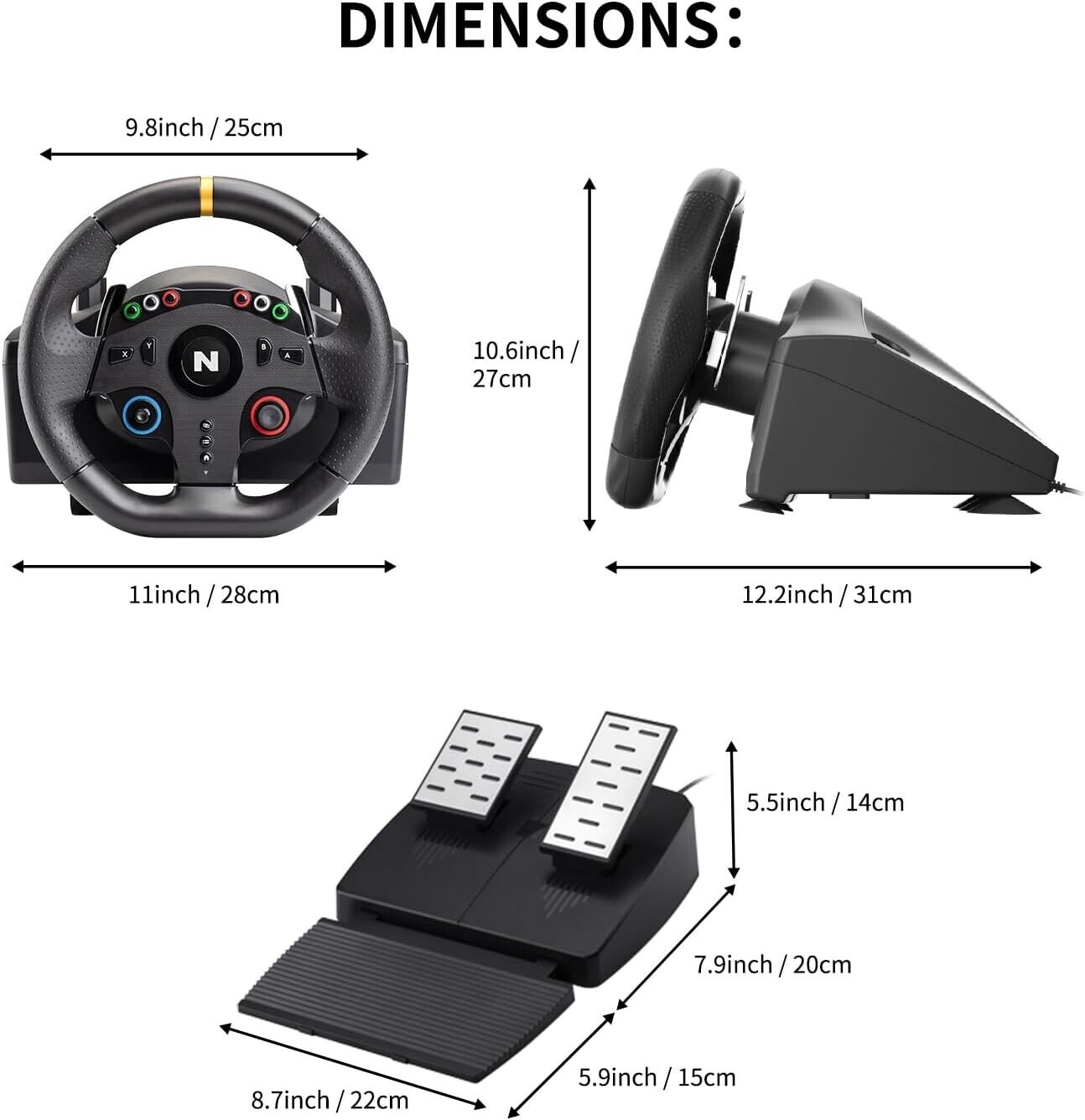 Nitho Drive Pro ONE V24 Gaming Racing Wheel and Pedals 270 Degree Steering Pedal