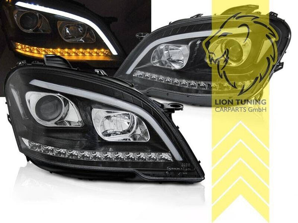 LT LED DRL Lightbar Halo Headlights Mercedes W164 ML M-Class Facelift black LHD