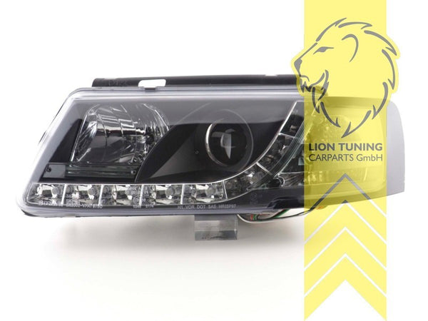LT Pair LED DRL Lightbar Headlights VW Passat B5 3B sedan Variant black LHD