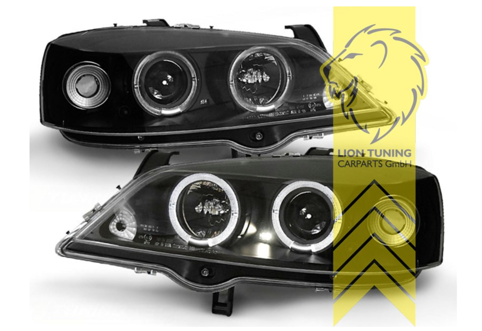 LT LED DRL Dual Angel Eye Halo Ring Headlights Vauxhall Opel Astra G black LHD