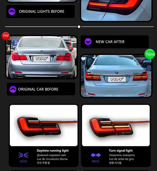 TYPY Pair LED BMW 7 Series 09-15 F01 F02 Style G12 Rear Lights Dynamic Tail LHD