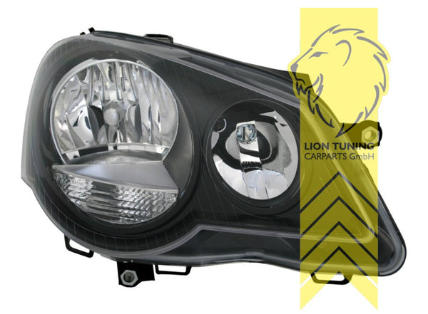 LT Pair Halogen Headlights VW Polo 9N3 05-09 Facelift black LHD