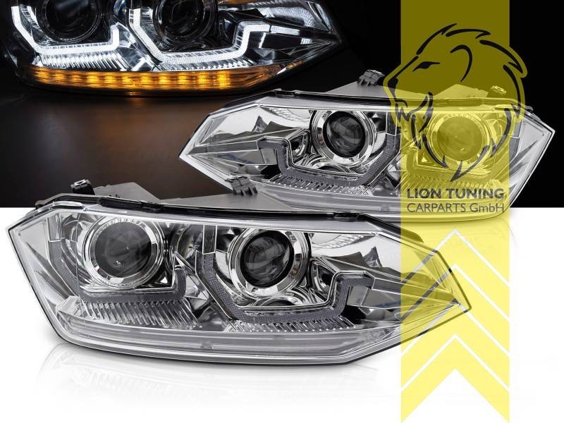 LT Pair LED DRL Headlights Headlamps VW Polo 2G AW 17-21 chrome dynamic LHD