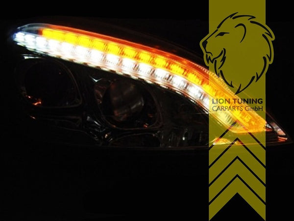 LT Pair XENON LED DRL Halo Eye Headlights Mercedes W221 S-Kl 05-09 black LHD