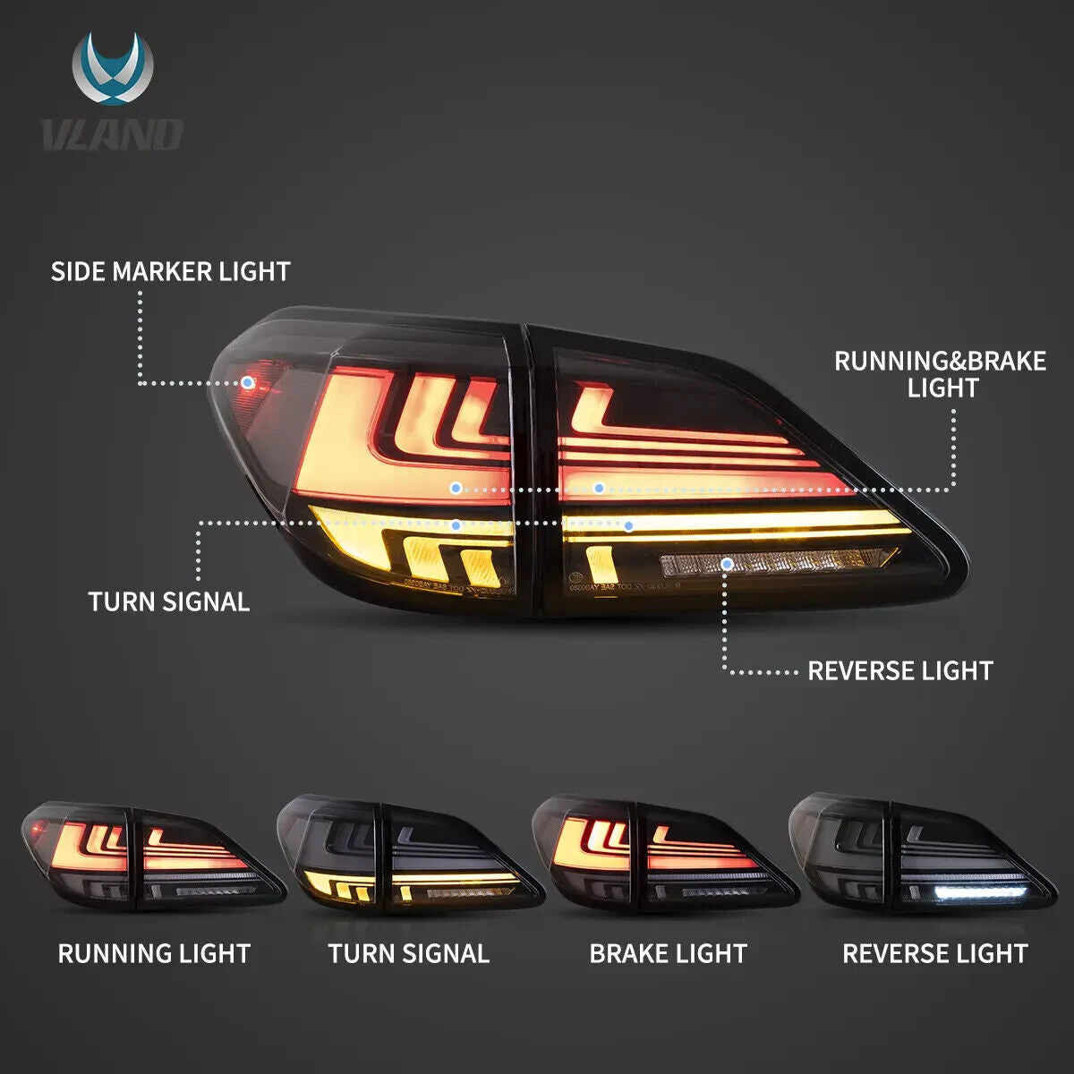 VLAND 08-14 Lexus RX Series 3 MK3 AL10 Japan Ed Rear LED Lamp Rear Lights LHD