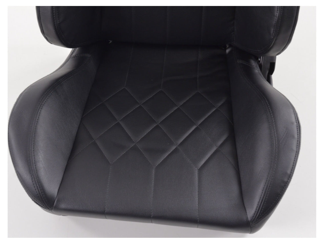 UK - FK Pair (x2) Universal Reclining Bucket Sports Seats Black Hammerhead Shark Edition