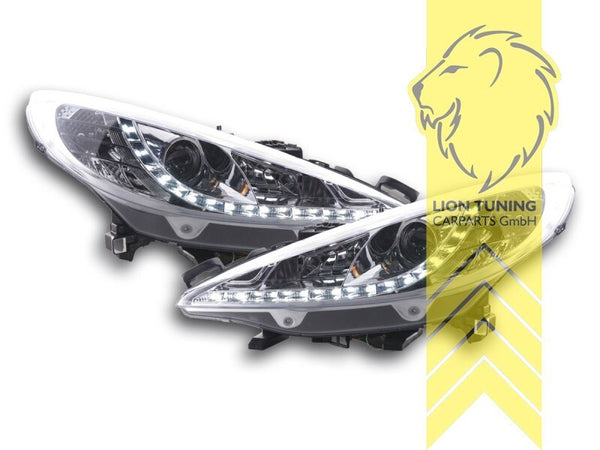 LT LED DRL Lightbar Headlights Peugeot 207 207CC CC Cabrio SW Break Chrome LHD