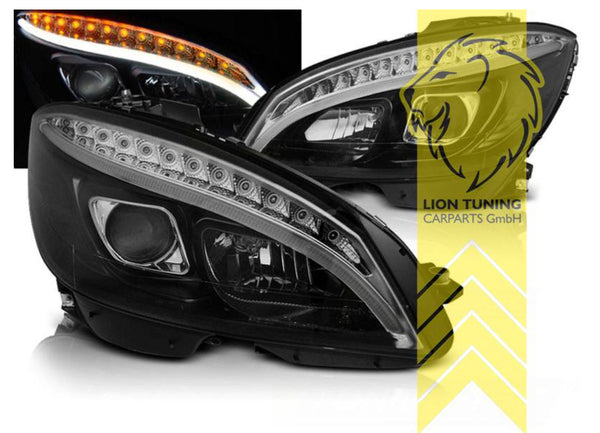 LT LED DRL Halo Lightbar Headlights Mercedes W204 S204 C-Class black LHD