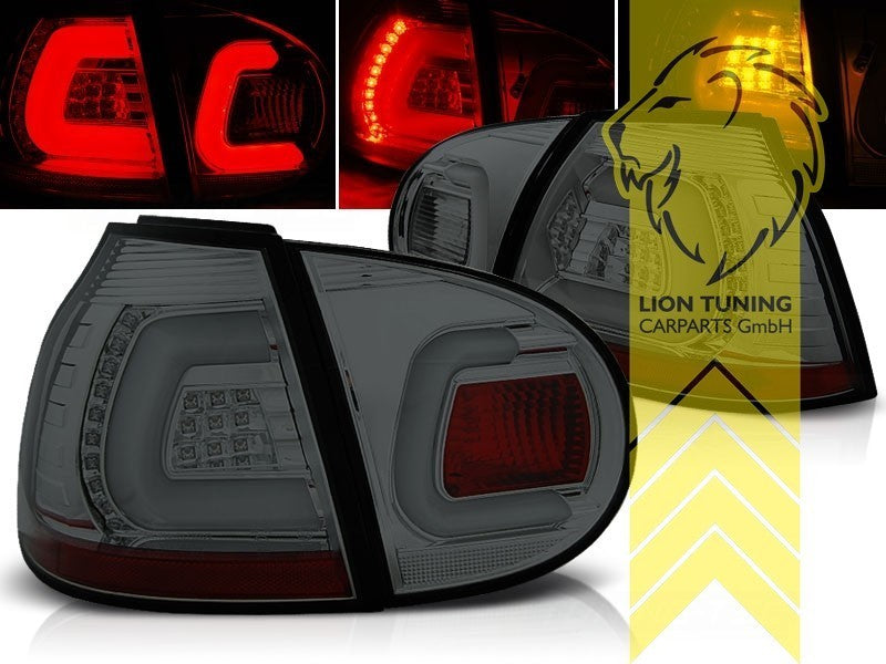LT Pair LED DRL Lightbar REAR LIGHTS Tail VW Golf 5 black smoke LHD