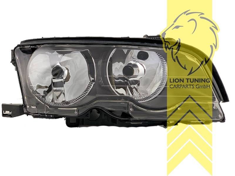 LT Pair Aftermarket Halogen Headlights BMW E46 Coupe Cabrio 99-03 black LHD