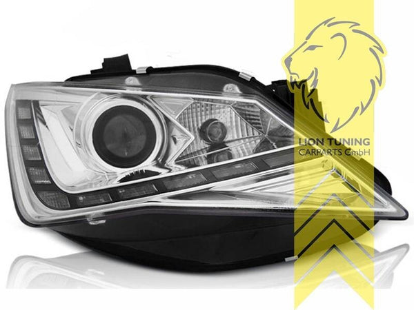 LT Pair LED DRL Halo Lightbar Headlights Seat Ibiza 6J 1 5 8 IV 6 MK6 12-16 Chrome LHD