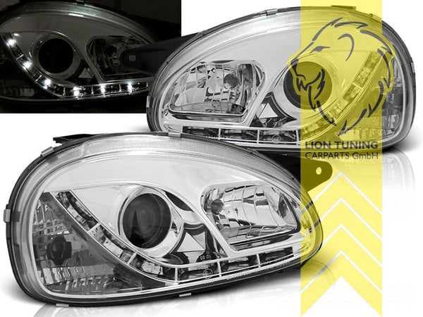 LT Pair LED DRL Angel Eye Halo Headlights Opel Corsa B Combo B 93-01 Chrome LHD