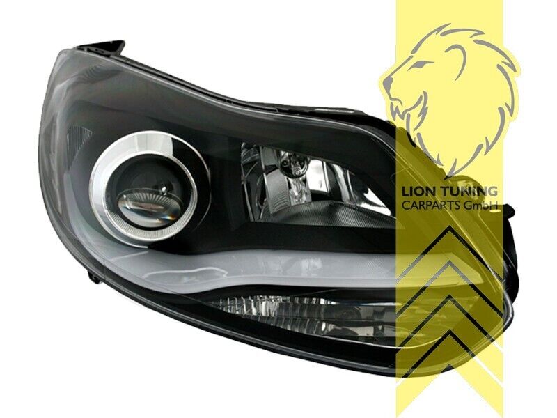 LT LED DRL Angel Eye Projector Headlights Ford Focus 3 MK3 H7 H1 11-14 Black LHD