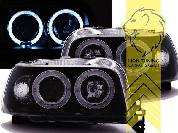 LT Set LED DRL Halo Ring Headlights Renault Clio A 1 MK1 Black 90-96 B57 C57 LHD