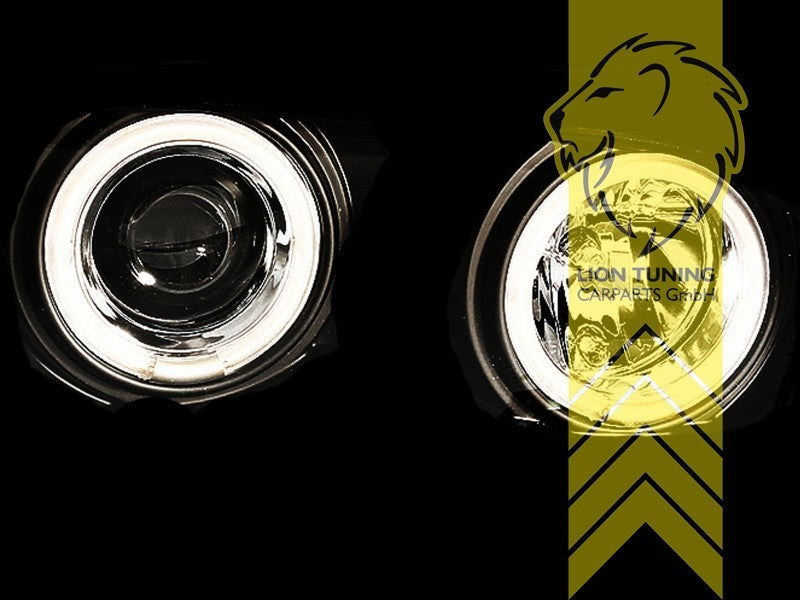 LT LED DRL Halo CCFL Headlights BMW E46 Sedan Touring Facelift 01-05 black LHD