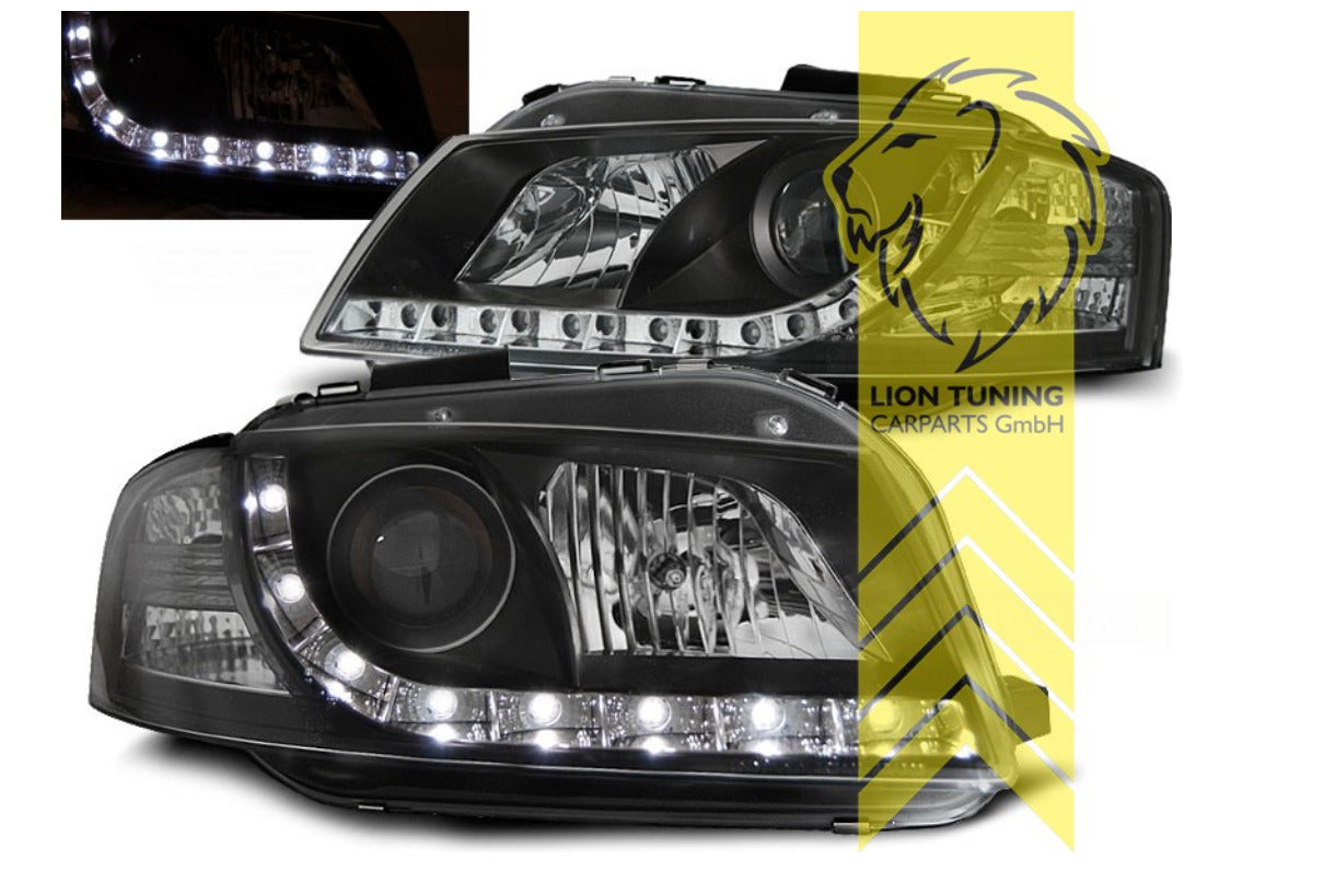 LT LED DRL Lightbar Headlights Audi A3 8P 8PA 03-08 H7 / H7 black smoke LHD