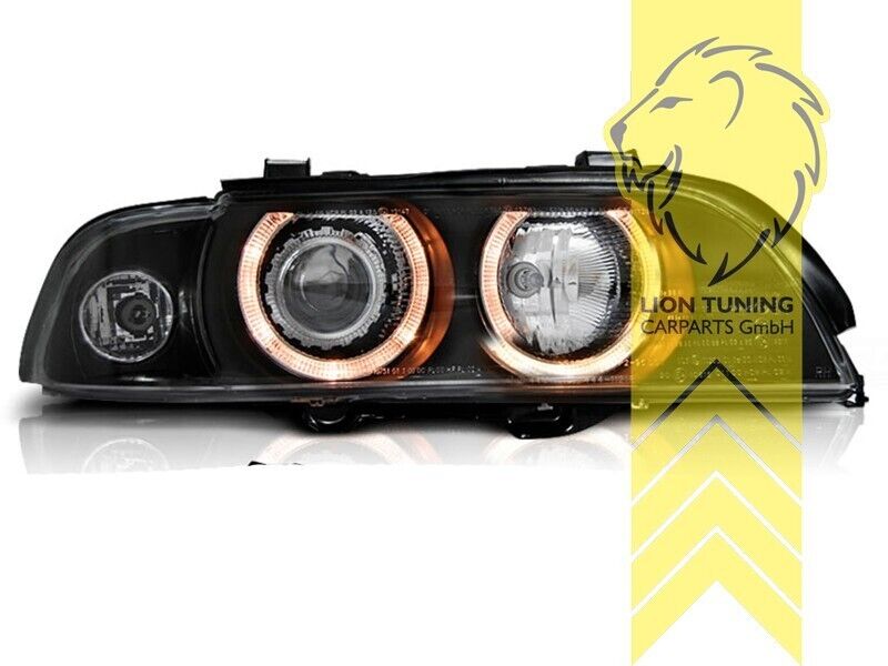 LT LED DRL Halo Ring Angel Headlights BMW E39 95-00 Limo Touring black LHD