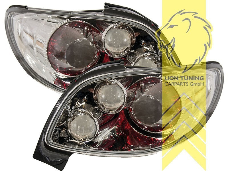 LT Pair Halogen Rear Lights Peugeot 206CC 2D 00-07 Cabriolet Clear Chrome LHD