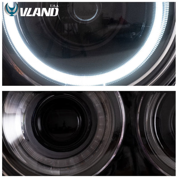VLAND EU Pair Dodge Challenger 08-14 LED DRL RGB Colour Halo Headlights LHD