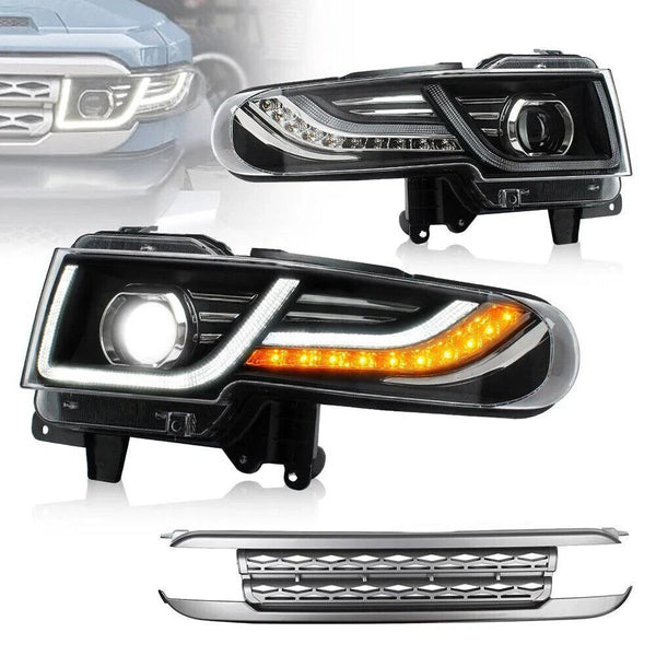 VLAND Toyota Fj Cruiser 2007-2023 SEQ LED DRL Lightbar Headlights + Grilles LHD