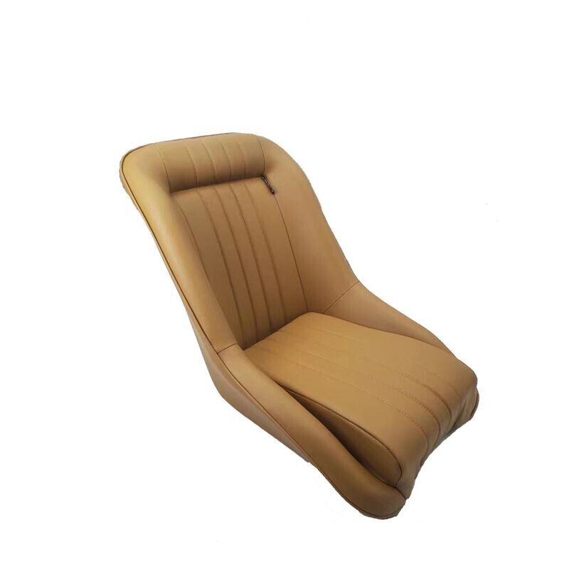 Auto-Style x1 Classic Car Retro Kit Sports Fixed Back Bucket Seat Beige PVC inc slides