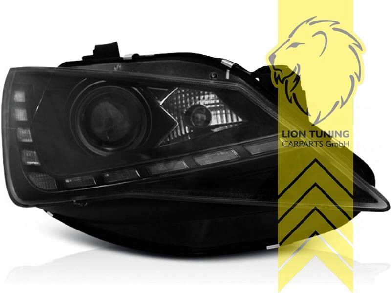 LT LED DRL Halo Lightbar Headlights Seat Ibiza 6J 1 5 8 IV 6 MK6 12-16 black LHD
