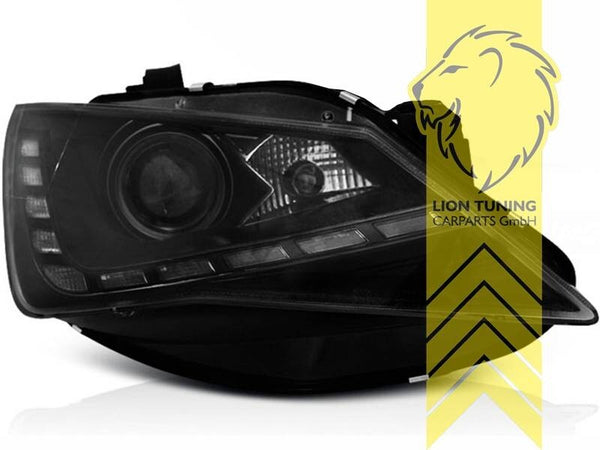 LT LED DRL Halo Lightbar Headlights Seat Ibiza 6J 1 5 8 IV 6 MK6 12-16 black LHD