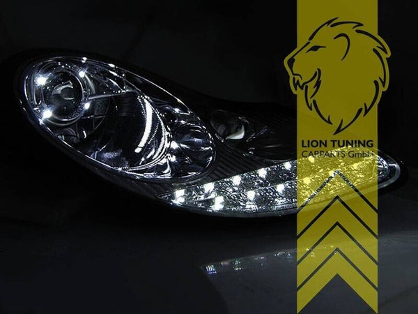 LT Pair LED Headlights Lightbar DRL Porsche 911 Boxster 986 996 96-04 Chrome LHD