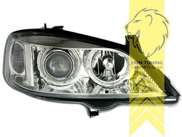 LT Pair LED DRL Angel Eye Headlights Opel Vauxhall Astra G Chrome 98-05 LHD