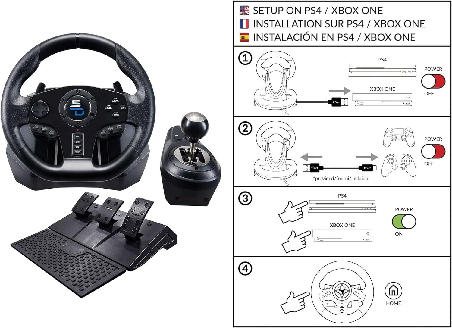 Subsonic Superdrive Gs850-X racing wheel with manual shifter + paddles 3 pedals