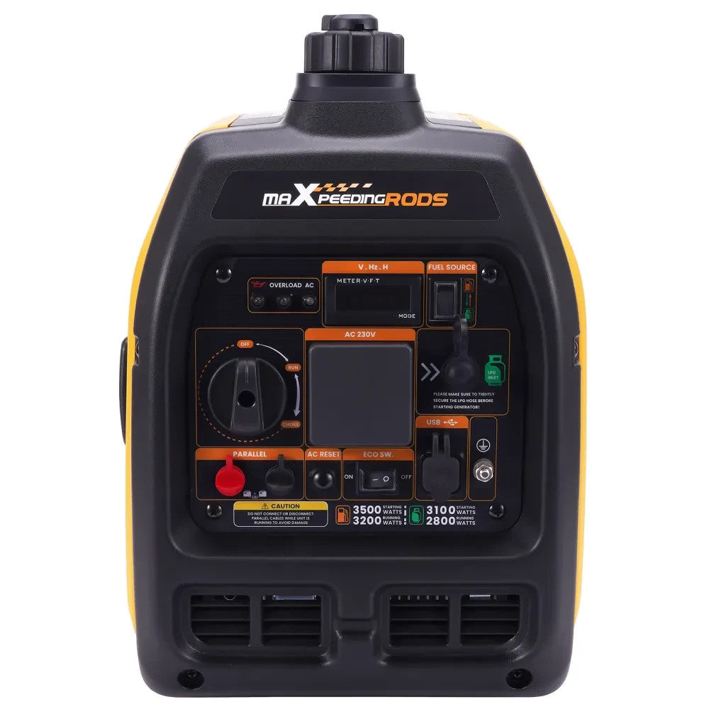 MXPR Generator Petrol Inverter 3500W Portable 22kg RV SUV Camping Home Backup