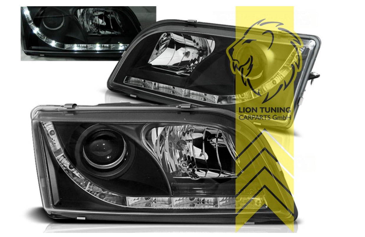 LT LED DRL Halo Lightbar Headlights Volvo S40 V40 Saloon Estate black LHD