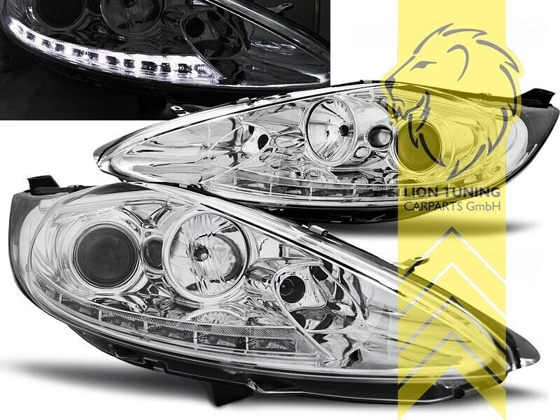 LT Pair LED DRL Lightbar Headlights Ford Fiesta 7 VI TFL Optics 08-12 Chrome LHD