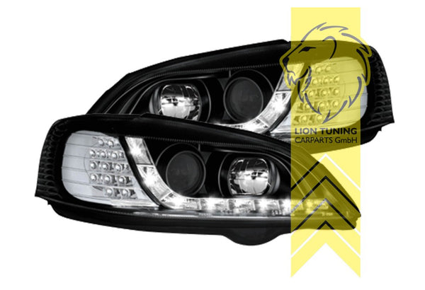 LT Set Opel Vauxhall Astra G black LED DRL Lightbar Halo Headlights LHD 98-05