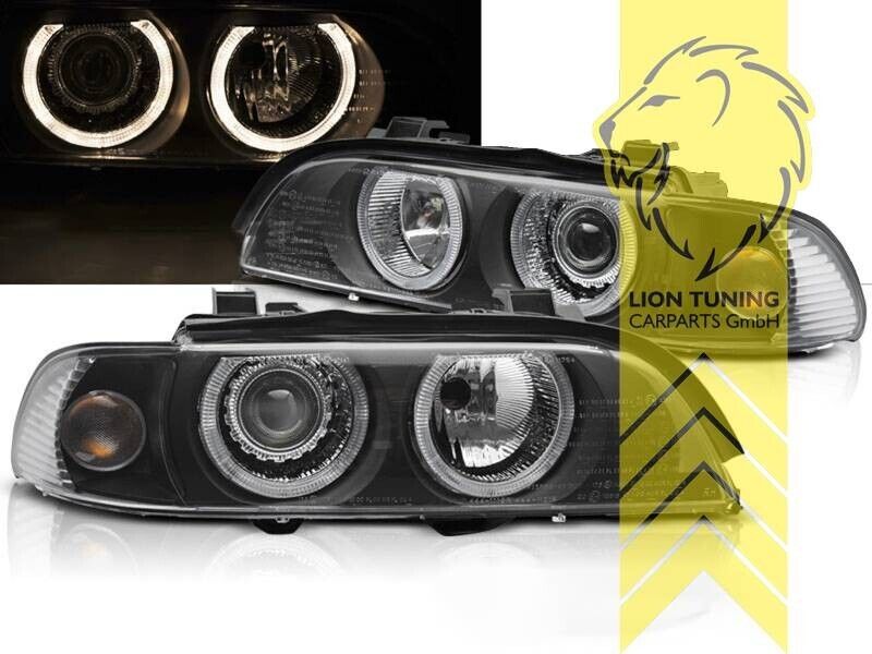 LT LED DRL Halo Ring Angel Headlights BMW E39 00-04 Limo Touring LCI black LHD