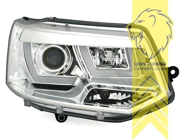 LT Pair LED DRL Headlights VW T5 Facelift T5.1 Bus 09-15 U-Tube chrome LHD