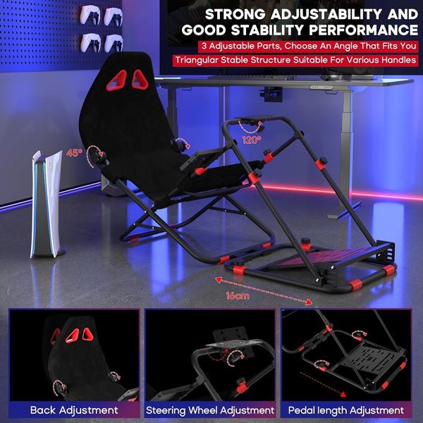 DS Driving Game Sim Racing Folding Race Frame + Seat for Wheel Pedals Xbox PS PC