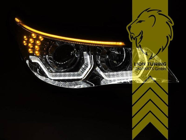 LT Pair LED DRL Halo Ring Headlights BMW E60 Sedan E61 Touring 03-07 chrome LHD