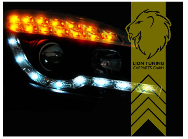 LT Set LED DRL Halo Lightbar Headlights Opel Vauxhall Astra H 04-10 Black LHD