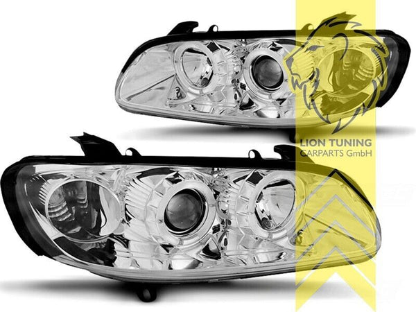 LT LED DRL Lightbar Halo Ring Headlights Opel Omega B Saloon Estate Chrome LHD