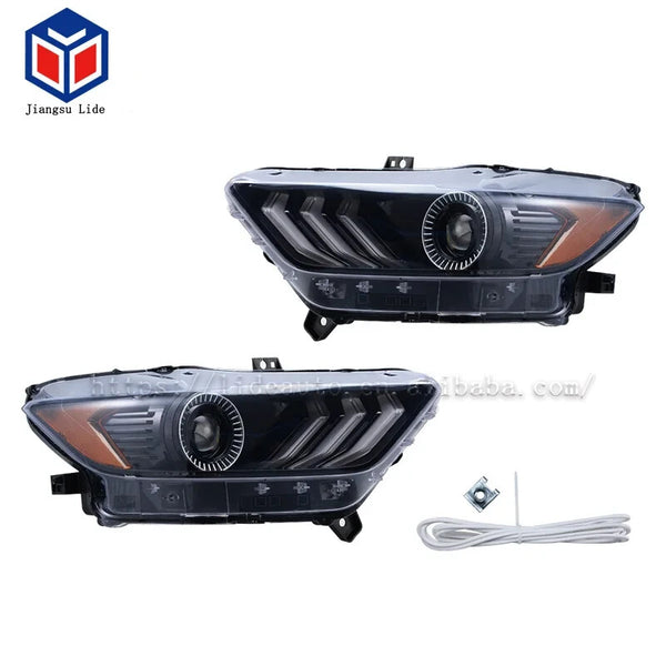 JLC LD902098 Pair Ford Mustang Headlights LED Halo 15-18