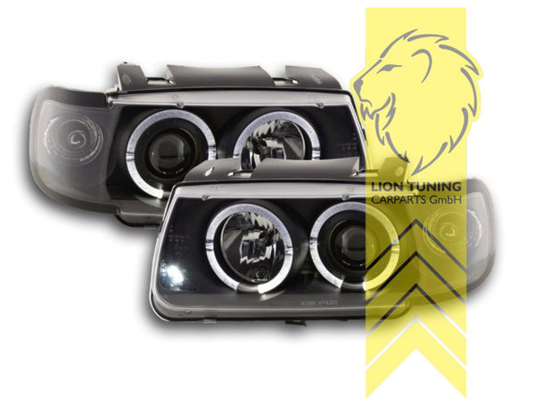 LT LED Angel Eye Halo Headlights VW Polo 6N 6N1) black 94-99 LHD