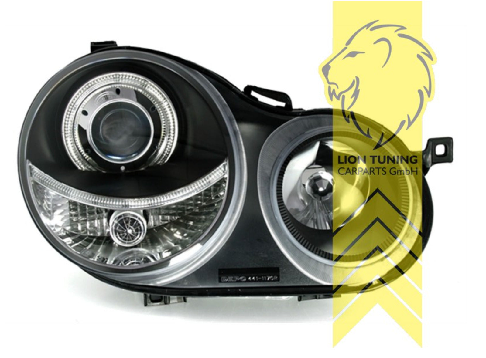 LT LED Angel Eye Halo Headlights VW Polo 9N 9N3 black LHD