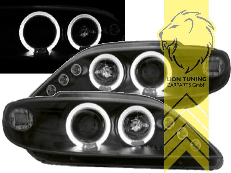 LT Pair LED DRL Angel Eye Halo Ring Headlights Citroen Xsara N1 97-00 black LHD