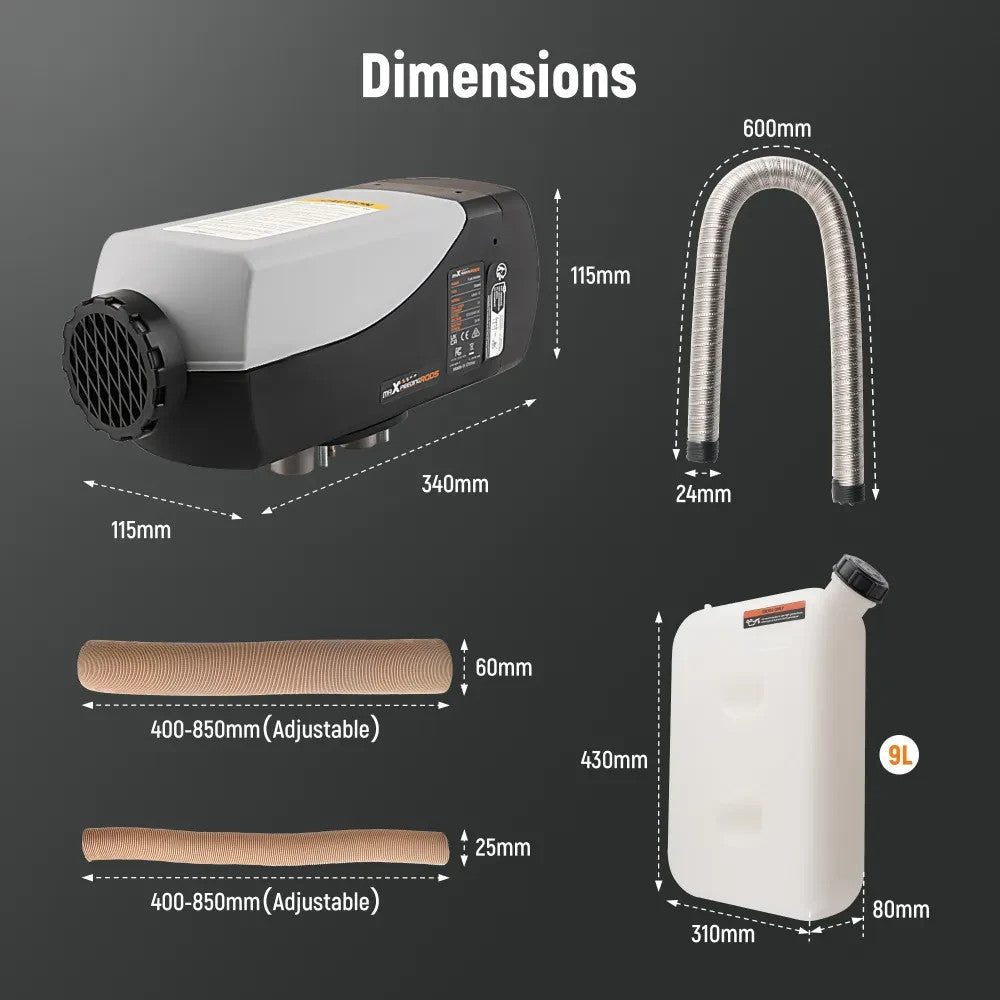 MXPR Air diesel Heater LCD 2KW 12V Trucks Motorhomes Campervan SUV App Start Up