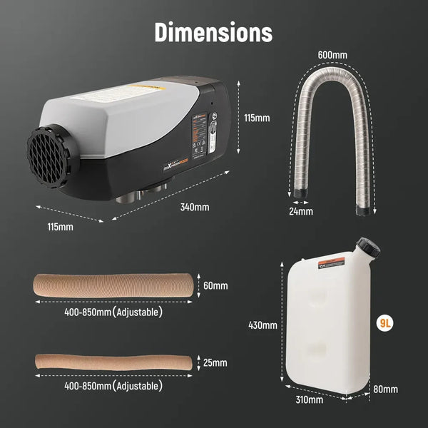 MXPR Air diesel Heater LCD 2KW 12V Trucks Motorhomes Campervan SUV App Start Up