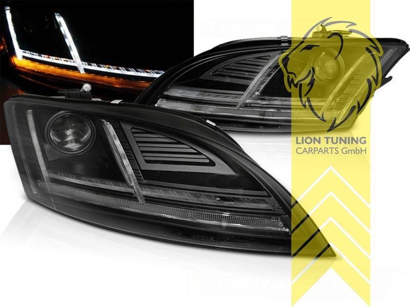 LT Pair LED Halo DRL Lightbar Headlights Audi TT 8J Coupe Cabrio black XENON LHD