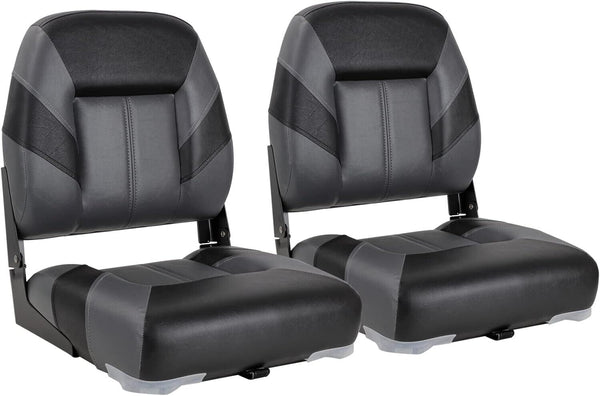 NC Folding Bucket Captain Seats Car Van Boat Motorhome Bucket Seats Black & Grey