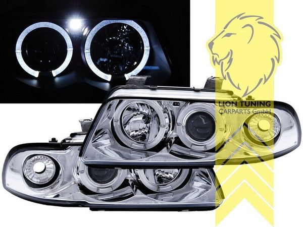 LT Pair LED DRL Halo Headlights Audi A4 B5 8D 94-98 Sedan Avant chrome LHD