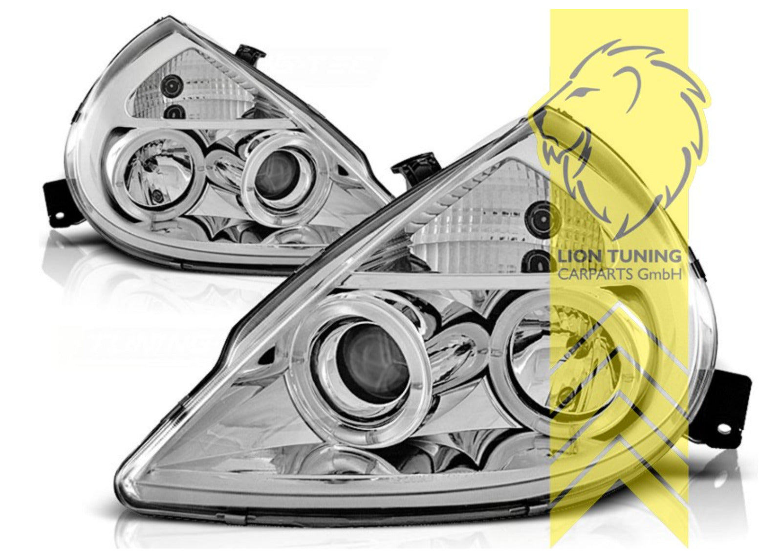 LT Pair LED DRL Lightbar Halo Ring Angel Eye Headlights Ford KA chrome LHD